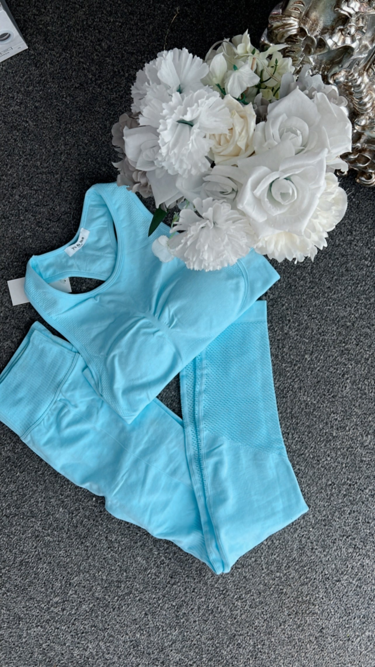 Our Baby Blue Saffron mesh gymwear
